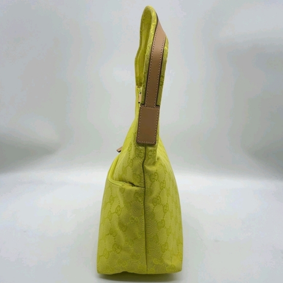 Gucci 🍋 GG Canvas Leather Jackie Yellow Green Shoulder Bag - Picture 7 of 16